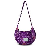 YOUR COZY Crescent Crossbody Bag for Women - Large Boho Cotton Sling Purse with Zipper | Lightweight Hobo Messenger Shoulder Bag (Tribe_Purple)