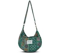 YOUR COZY Crescent Crossbody Bag for Women - Large Boho Cotton Sling Purse with Zipper | Lightweight Hobo Messenger Shoulder Bag (Tribe_Seagreen)