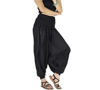 YOUR COZY Harem Pants for Women Hippie Boho Clothes Mc Hammer Pants Jumpsuit Casual Loose Beach Sweatpants Comfortable Baggy Boho Yoga Trousers (Plain Black_M)