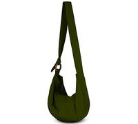 YOUR COZY Hobo Crossbody Bag for Women - Handmade Cotton Boho Purse with Wooden Ring | Lightweight Slouchy Shoulder Sling Tote Bag (Forest Green)