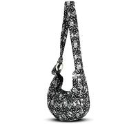 YOUR COZY Hobo Crossbody Bag for Women - Handmade Cotton Boho Purse with Wooden Ring | Lightweight Slouchy Shoulder Sling Tote Bag (White Owl)