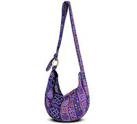 YOUR COZY Hobo Crossbody Bag for Women - Handmade Cotton Boho Purse with Wooden Ring | Lightweight Slouchy Shoulder Sling Tote Bag (Tribe_Blue)