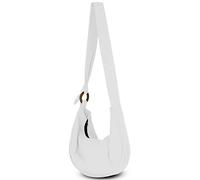 YOUR COZY Hobo Crossbody Bag for Women - Handmade Cotton Boho Purse with Wooden Ring | Lightweight Slouchy Shoulder Sling Tote Bag (White)
