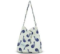YOUR COZY Hobo Crossbody Bag for Women - Large Cotton Tote Shoulder Purse | Adjustable Strap Boho Messenger Work Travel Bag for Daily Use (Little Whale)
