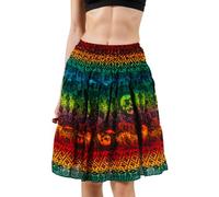 YOUR COZY Mini Skirted Delight - Flirty A-Line Mini Skirt for Women with Elastic Waist - Lightweight Rayon Circle Skirt for Summer, Travel & Casual Outings (Reggae Mandala Elephant)