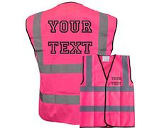 Your Custom Text Hen Vest! Pink Hi Vis Vest -Ideal For Hen Do & Hen Nights Party Or Wedding Small