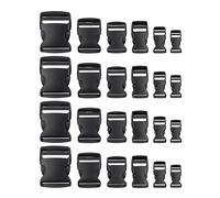 Your Day Mate Buckle set, 24 pieces, each size 4 times, 15 mm, 20 mm, 25 mm, 32 mm, 38 mm and 50 mm, in black, made of plastic, buckle click fastener, replacement buckle repair, belt buckle