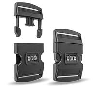 Your Day Mate Buckles with combination lock, 2 pieces, size 50 mm, black, plastic, for straps up to 50 mm, rope click fastener, replacement clip, buckle repair, rucksack strap clamp