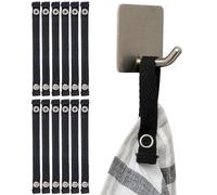 Your Day Mate No-sew Hangers for Textiles, 12 Pack, 150 x 12 mm Loops, in Black, Made of Cotton, snap Fastener, Hanger tabs for Tea Towel, Bath Towel, rag, Cloth, Decoration, Camping