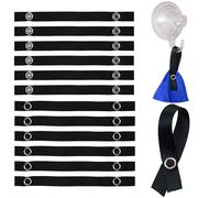 Your Day Mate No-sew Hangers for Textiles, 12 Pack, 150 x 12 mm Loops, in Black, with Press Stud Fastener, Hanger tabs for Tea Towel, Towel, Cloth, Cloth, Decorative Items, Camping Accessories