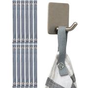 Your Day Mate No-sew Hangers for Textiles, 12 Pack, 150 x 12 mm Loops, in Grey, Made of Cotton, snap Fastener, Hanger tabs for Dish Towel, Bath Towel, Cloth, Cloth, Decoration, Camping