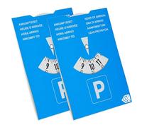 Your Day Mate Parking disc, 2 pieces, in blue, made of paper, double-sided adjustable, parking meter with eight languages, for car, truck, motorhome, Parking Disc Blue, parking discs, parking card
