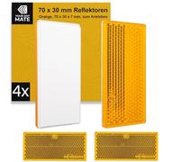 Your Day Mate Rectangular reflectors for sticking on, 4 pack, orange, 70 x 30 x 7 mm dimensions, E-mark, rectangular reflectors for trailers, motorhomes, left-hand cat's eye, right-hand reflector