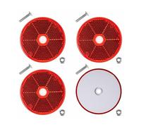 Your Day Mate Round reflectors for screwing on, 4 pack, red, Ø 60 mm diameter, with E-mark, incl. M5 screws + nuts, safety reflector for trailers, caravans, posts, cat's eye right left