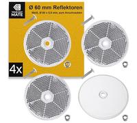 Your Day Mate Round reflectors for screwing on, 4 pack, white, Ø 60 mm diameter, with E-mark, incl. M5 screws + nuts, safety reflector for trailers, caravans, posts, cat's eye right left