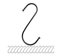 Your Day Mate S Hooks for Hanging, 16 Pieces, in Black, Metal Hooks for up to Ø 42 mm rods, Length 120 mm, S-Shape for Kitchen, Clothes Rail, Garage, Pot, pan, Cup, Kitchen Fastener, Double Clip Set