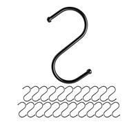 Your Day Mate S Hooks for Hanging, 24 Pieces, in Black, Metal Hooks for rods up to Ø 25 mm, Length 68 mm, S-Shape for Kitchen, Clothes Rail, Garage, Pot, pan, Cup, Kitchen Fastener, Double Clip Set