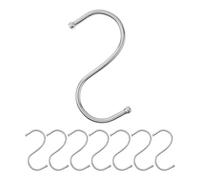 Your Day Mate S Hooks for Hanging, 8 Pieces, in Silver, Metal Hooks for rods up to Ø 25 mm, Length 68 mm, S-Shape for Kitchen, Clothes Rail, Garage, Pot, pan, Cup, Kitchen Fastener, Double Clip Set