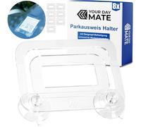 Your Day Mate Windscreen parking permit holder, 8 pieces, in transparent, holder with suction cups, parking permit holder windscreen, car windscreen parking ticket holder, card holder parking ticket