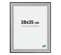 Your Decoration - Picture Frame 28x35 cm - Black Silver Polished - Decorative Wall Frame in wood with Antireflection - Frame 28x35 - Birmingham
