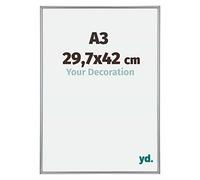 Your Decoration - Picture Frame 29,70x42,00 cm - Silver High Gloss - UV Resistant Glass Plate - Anti-Reflective -Annecy