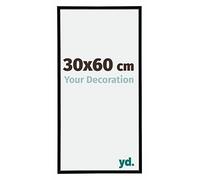 Your Decoration - Picture Frame 30,00x60,00 cm - Black High Gloss - UV Resistant Glass Plate - Anti-Reflective -Annecy