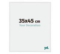 Your Decoration - Picture Frame 35,00x45,00 cm - White High Gloss - UV Resistant Glass Plate - Anti-Reflective -Annecy