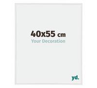 Your Decoration - Picture Frame 40,00x55,00 cm - White High Gloss - UV Resistant Glass Plate - Anti-Reflective -Annecy
