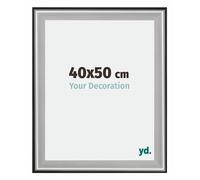 Your Decoration - Picture Frame 40x50 cm - Black Silver Polished - Decorative Wall Frame in wood with Antireflection - Frame 40x50 - Birmingham
