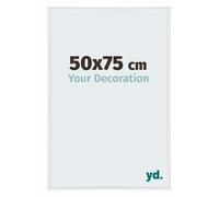 Your Decoration - Picture Frame 50,00x75,00 cm - White High Gloss - UV Resistant Glass Plate - Anti-Reflective -Annecy