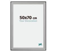 Your Decoration - Picture Frame 50x70 cm - Black Silver Polished - Decorative Wall Frame in wood with Antireflection - Frame 50x70 - Birmingham