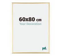 Your Decoration - Picture Frame 60x80 cm - Gold - Decorative Wall Frame in Aluminium with Antireflection - Frame 60x80 - Kent