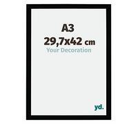 Your Decoration - Picture Frame A3 29,7x42 cm - Black High Gloss - Decorative Wall Frame in MDF with Antireflection - Frame A3 29,7x42 - Mura
