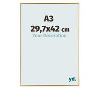 Your Decoration - Picture Frame A3 29,7x42 cm - Gold - Decorative Wall Frame in Plastic with Antireflection - Frame A3 29,7x42 - Evry