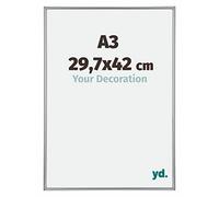 Your Decoration - Picture Frame A3 29,7x42 cm - Silver High Gloss - Decorative Wall Frame in Plastic with Antireflection - Frame A3 29,7x42 - Annecy
