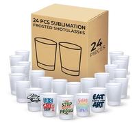 Your Dream Party Shop Sublimation Shot Glasses 24 Pcs, 1.5 oz Each, Sublimation Shot Glass Blanks, Shot Glass, Blank Shot Glasses, Glass Sublimation Blanks, Long Shot Glasses, White Shot Glasses