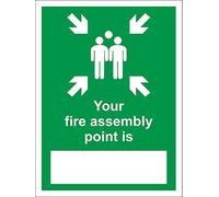 Your Fire Assembly point is emergency evacuation Safety sign - 1.2mm Rigid plastic 400mm x 300mm
