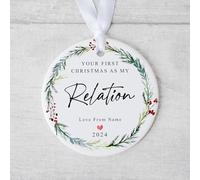 Your First Christmas as my.. Love From Name Ceramic Bauble | Ceramic Winter Wreath 1st Xmas New Baby Christmas Ornament | Christmas Baby Gifts For All The Family (Daddy)