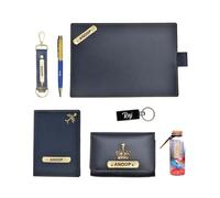 YOUR GIFT STUDIO Customized Valentine Day Gift Combo for Men’s | Personalized Men’s Gift Combo with Passport Cover, Wallet, abd Many More | Valentine’s Day Gift for Men, Blue, Classic