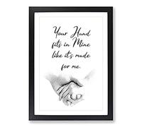 Your Hand Fits in Mine Typography Framed Print | A2 Black Framed Wall Art | Ready to Hang | Modern Positive Affirmations Picture | Living Room Bedroom Lounge Office