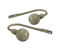 Your Home Online 28mm Brushed Cream Ivory Gold Metal Curtain Pole Ball Finial (Matching Ball Holdback)