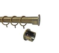 Your Home Online 28mm Complete Metal Recess Rings Curtain Pole Wall Brackets Chrome Brass Black (1.1m, Antique Brass)