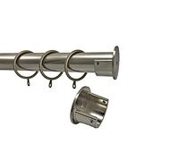 Your Home Online 28mm Complete Metal Recess Rings Curtain Pole Wall Brackets Chrome Brass Black (3m, Brushed Chrome)