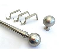 Your Home Online 28mm Curtain Pole Eyelet Brushed Chrome Complete Metal Extendable (Matching Holdbacks)