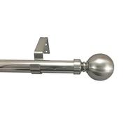 Your Home Online 28mm Extendable Complete Eyelet Metal Curtain Pole With Metal Ball Finials (1.1m - 1.7m, Brushed Chrome)