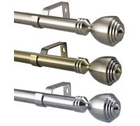 Your Home Online 28mm Extendable Complete Eyelet Metal Curtain Pole With Metal Vienna Finials (2m - 3m, Antique Brass)