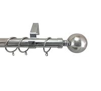 Your Home Online 28mm Metal Curtain Pole, Polished Chrome, Various Finials & Lengths (1.5m)