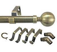 Your Home Online 3 & 5 Side Antique Brass 28mm Bay Window Curtain Pole Passing Brackets C Rings (3m 3 Sided Bay)