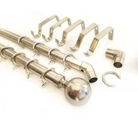 Your Home Online 3 & 5 Side Brushed Chrome 28mm Bay Window Curtain Pole Passing Brackets C Rings (4.5m 3 Sided Bay)