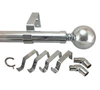 Your Home Online 3 & 5 Side Brushed Chrome 28mm Bay Window Curtain Pole Passing Brackets C Rings (4m 5 Sided Bay)